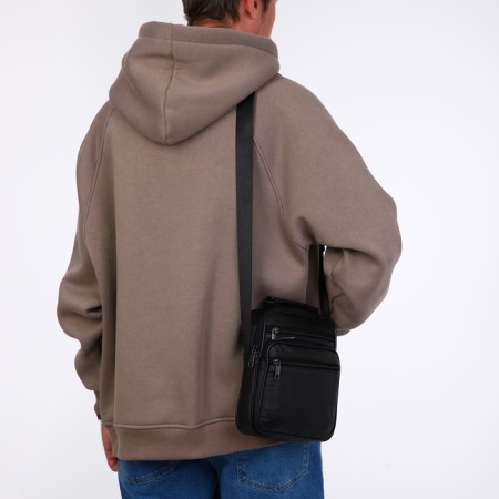 Male bag on lightning, long belt, black color-5
