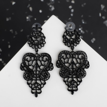 Earrings Metal "chandeliers" Monelia, black color-1