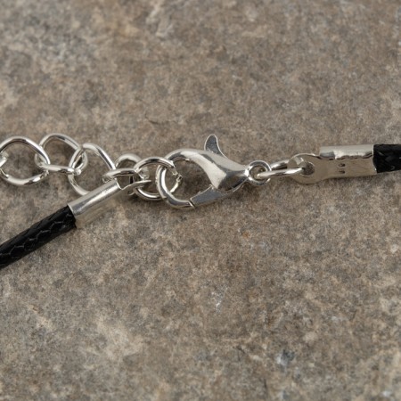 Yin-Yang cord, black and white color in silver, 45 cm-2