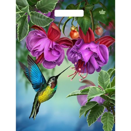 Package "Hummingbirds in Colors", polyethylene, with a cut pen, 31 x 40 cm, 60 μm