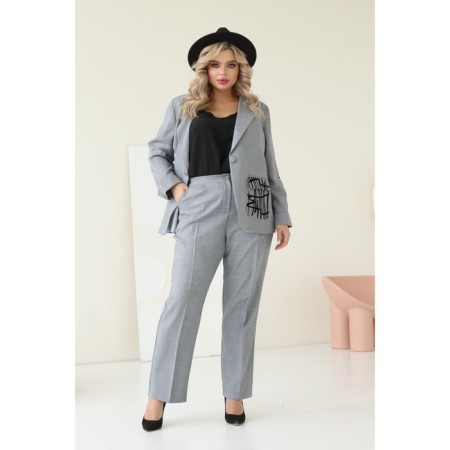 Female costume: jacket, trousers, size 48, gray color-17