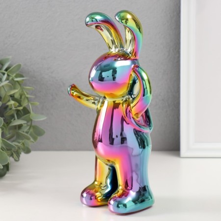 Souvenir Ceramics "Fashion Bunny" Green Chameleon 7x9.5x22 cm-3