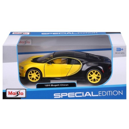 MASTO DIE-CAST BUGATTI Chiron machine, opening doors, 1:24, Black and yellow color-5