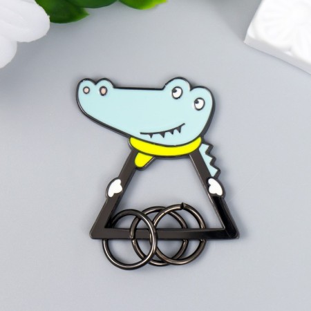 Clay bracket metal "Crocodile in a scarf" 3.8x3.8 cm-1