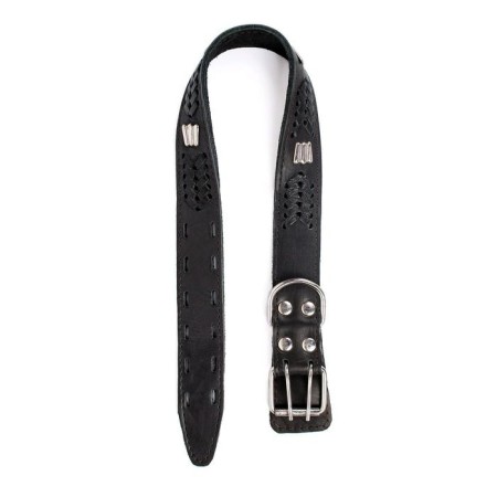 Leather collar with a braid decorated "Zononic", Osh 60-75 x 4.5 cm, mix of flowers-2
