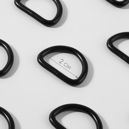 Half -ring for bags, d = 20 mm, thickness - 3 mm, 10 pcs, black matte color