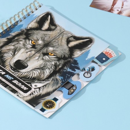 Photo album on spirals 20 sheets "wolf" volumetric element + 4 tabs 24x24 cm-1