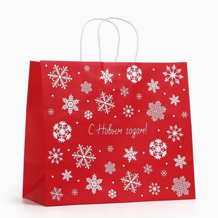 Gift package "Snowflakes", white craft, 32 x 28 x 15 cm, New Year-1