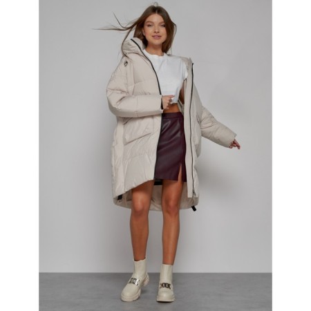 Coat insulated winter female, size 48, beige color-11