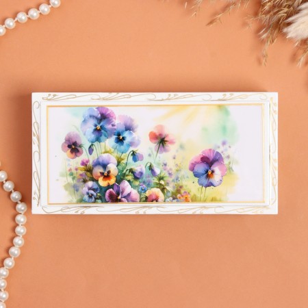 The casket "Anyutin Eyes Watercolor", white, 8.5 × 17 cm, lacquer miniature-2