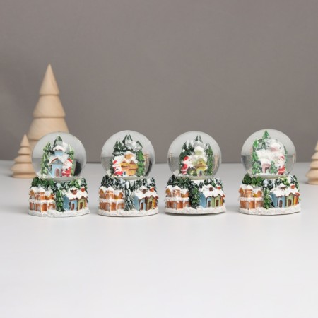 Souvenir Polystone Water Ball Light "Santa Claus and snow -covered house" MIX 5x5x7.2 cm
