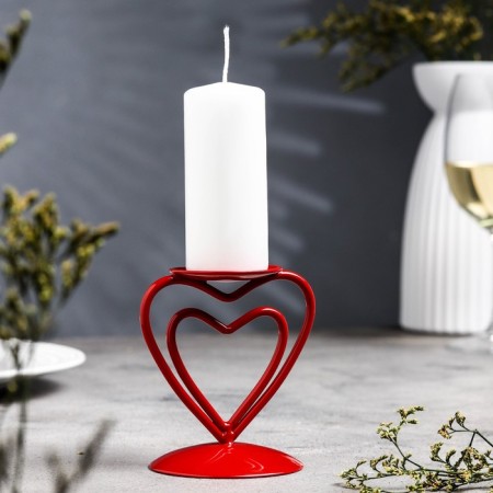 Glamur candlestick Metal per 1 candle, 9x10.2 cm, red