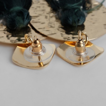 Earrings Assorted Hindi's Brushes, green color in gold, l brush 8 cm-2