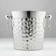 A stainless steel bucket of “Checkhade”, 3.5 l, 23.5 × 18.5 × 18.5 cm, 201 steel, silver color