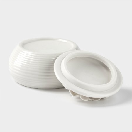 Ceramic Bank for spices "Flowers", 180 ml, white color-2
