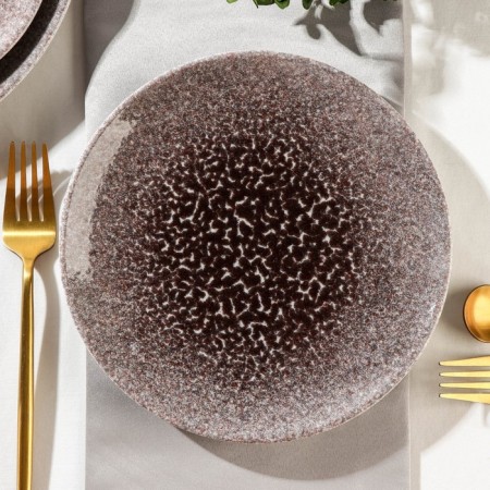 Porcelain plate flat Natur Sand, D = 20 cm, brown color