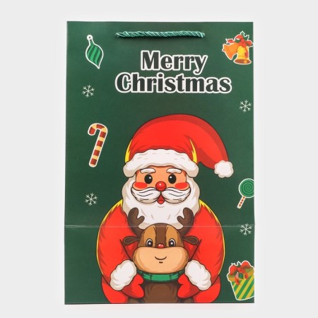 Gift package with the Santa Claus window 30 x 20 x 16 cm, green-1