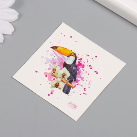 Tattoo on the body color "watercolor. Tukan" 6x6 cm-4