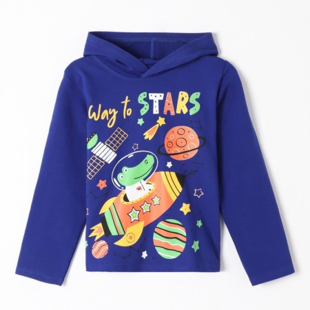 Sweatshirt for boys, dark blue color, height 92 cm