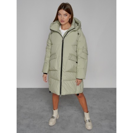 Coat insulated winter female, size 48, color light green-9