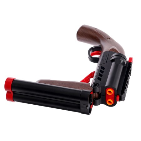 The gun "double -barreled", with sleeves, shoots soft bullets-5
