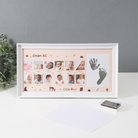 Photo frame in 12 photos 3x3 cm with a stamp. "Such a small" white 2x38x20 cm