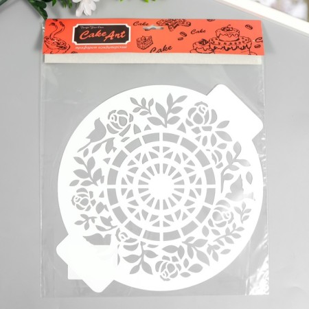 Stencil plastic "Pattern with birds" D-24 cm-2