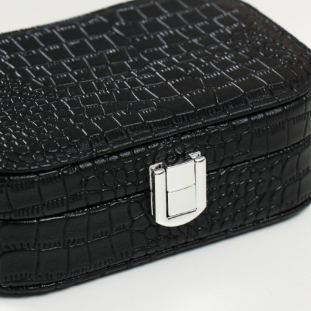 Casket to the leatherette for jewelry "Crocodile leather" black 15x10.5x5 cm-1
