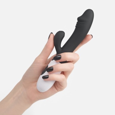 Vibrator - "wow" rabbit, clitoris stimulator and dots G, IP67, black-3