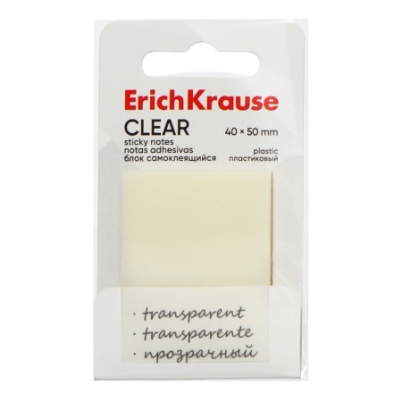 Block with a sticky edge plastic 40x50 mm, Erichkrause "Clear", 50 sheets, transparent