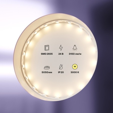 Maytoni LED tape, 24V, IP20, 5050, 12W/m, 3000k, 5 m, monochrome glow-4