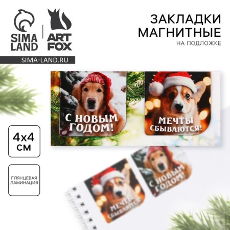 New Year. Bookmarks for books Magnetic 2 pcs on the “Dreams Substitute” substrate ”