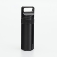 Waterproof keychain-container for small things, black, 11 cm