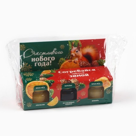 New Year! Gift set “Warm up this winter”, two creamy honey and jam with cones, 3 x 30 g-7