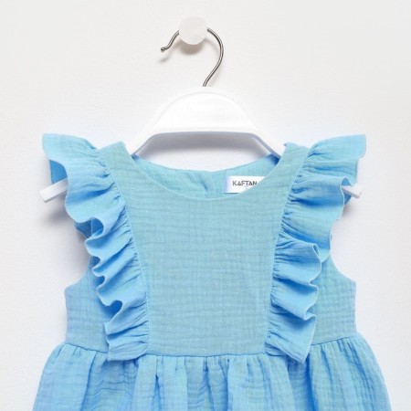 Baby dress with ruffles KAFTAN "Muslin", p 26 (80-86cm), blue-8