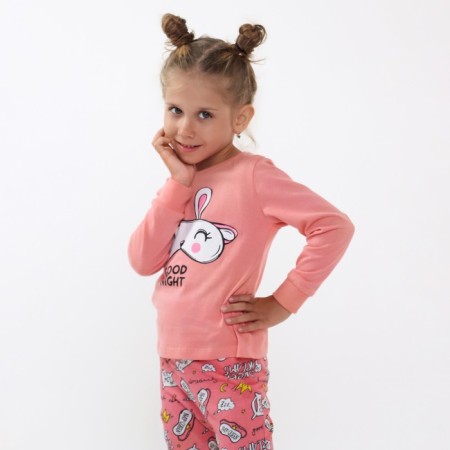 Pajamas for a girl (longshit/pants), pink/hare color, height 122 cm-1