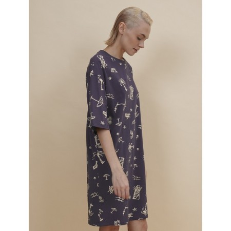 Female dress, size l, dark blue color-1