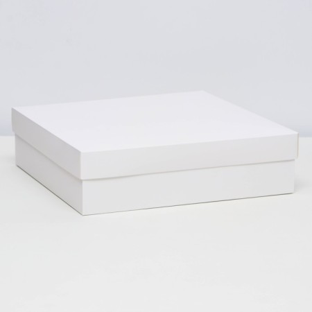 The box is folding, cover is, white, 30 x 30 x 8 cm