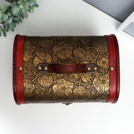 Casket Wood Equrated "Golden Flowers on the Black" chest 23x30x24 cm-2