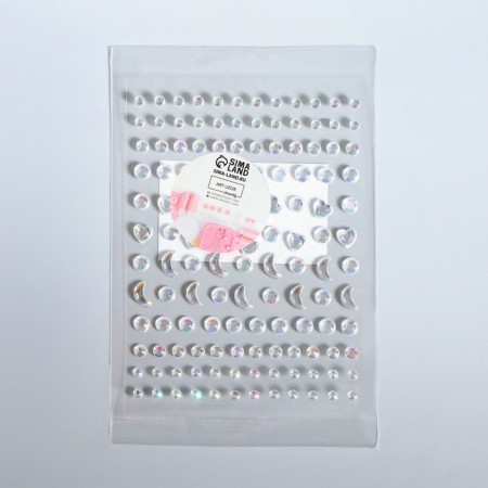 Rhinestones of self -adhesive curly “Assorted”, 128 pcs on a sheet, with holography, silver color-3