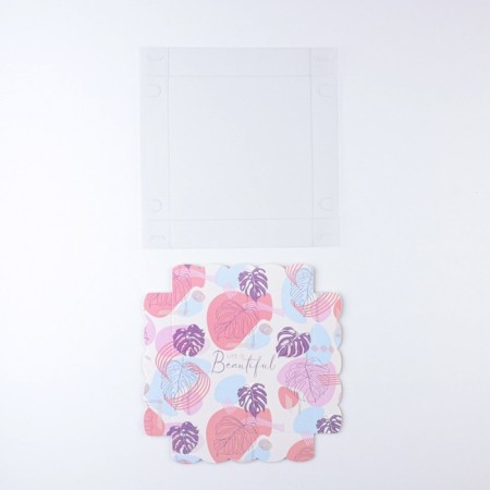 Cookie box, confectionery packaging with PVC lid, “abstraction”, 15 x 15 x 3 cm-5