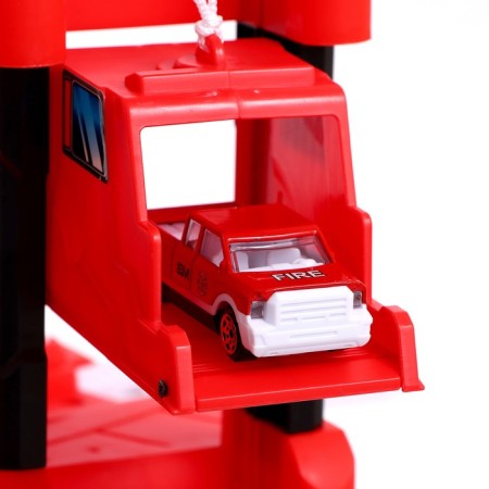 Parking "Fire Station", light, sound, elevator, with metal machines and helicopter-9