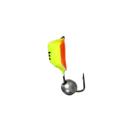 Mormyshka column lime, orange abdomen, black strip + ball silver gas 1.4 g-1