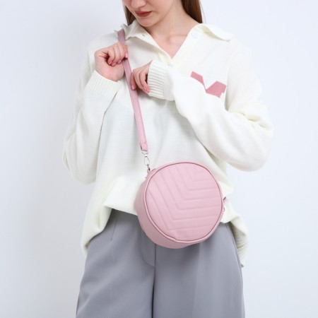Women's Bag -round artificial leather, 18x18 cm, pink color-6