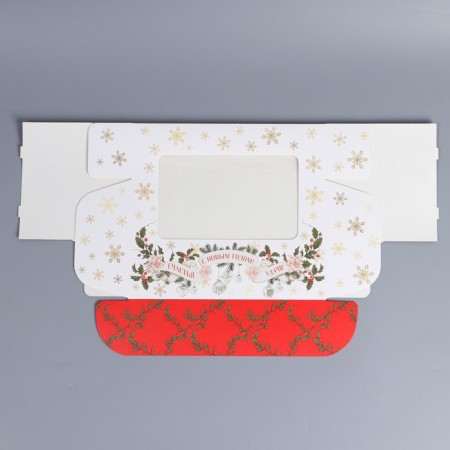 Box for eclairs with inserts - 5 pcs “Retro Post”, 25.2 x 15 x 7 cm, New Year-3
