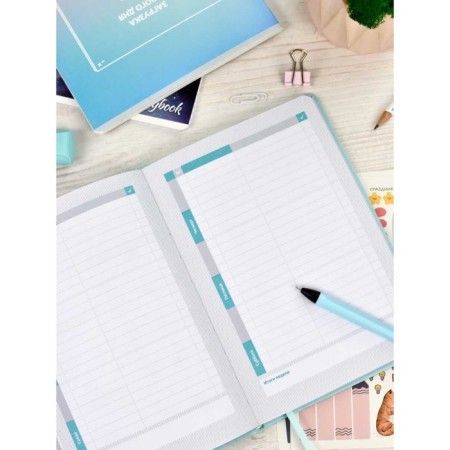 School School A5 80 sheets "Mint Ploste", firm cover of artificial leather, foil embroidery, lies, reference material, block 70 g/m2-4