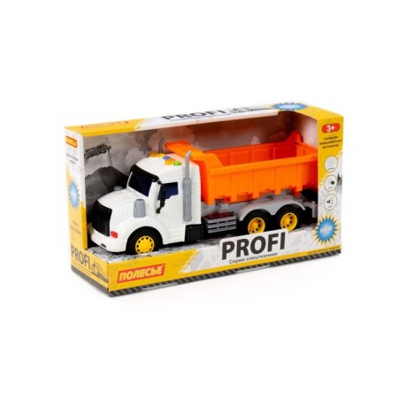 The "pros" dump truck inertial, light and sound effects, color orange color-6