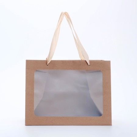 Gift package with a wide bottom and window 25 x 19 x 18 cm, craft-2