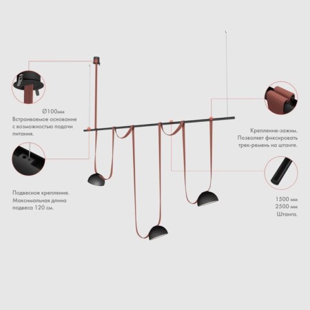 TR5536-BK fastener for the Belty Rod ip20 bar black plastic-2
