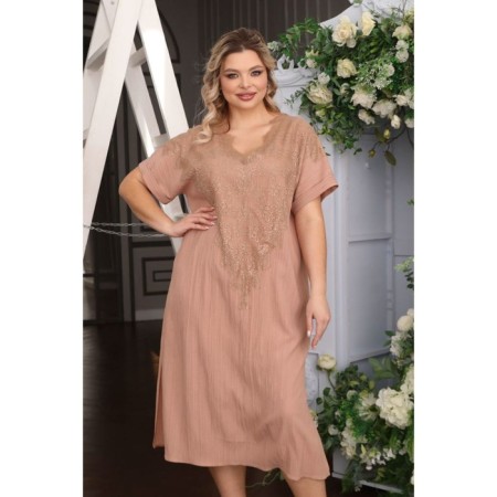 Female dress, size 56, beige color-8